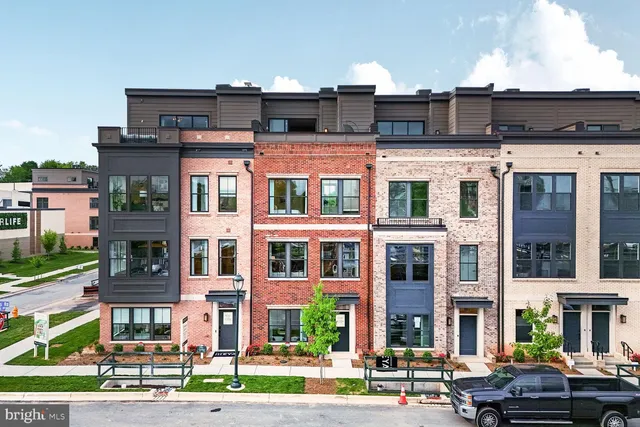 a front view of a multi story building