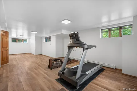 a view of a room with gym equipment
