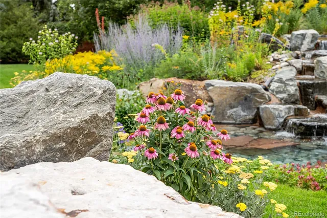 a front view of a house with lots of green space
