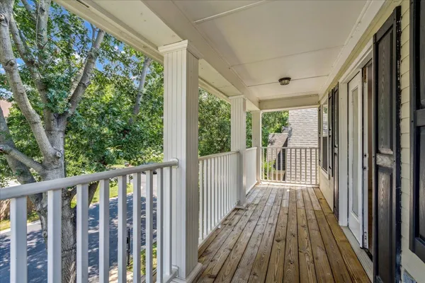 a view of a wooden deck