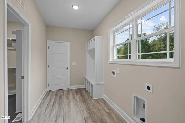 an empty room with windows