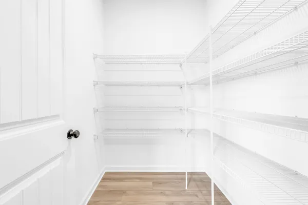 a view of small space with racks on the wall