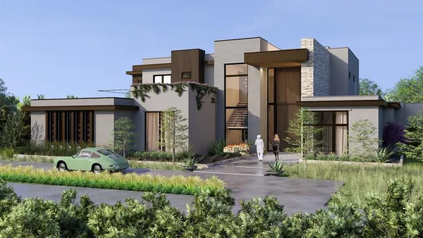 front view of a house with a yard