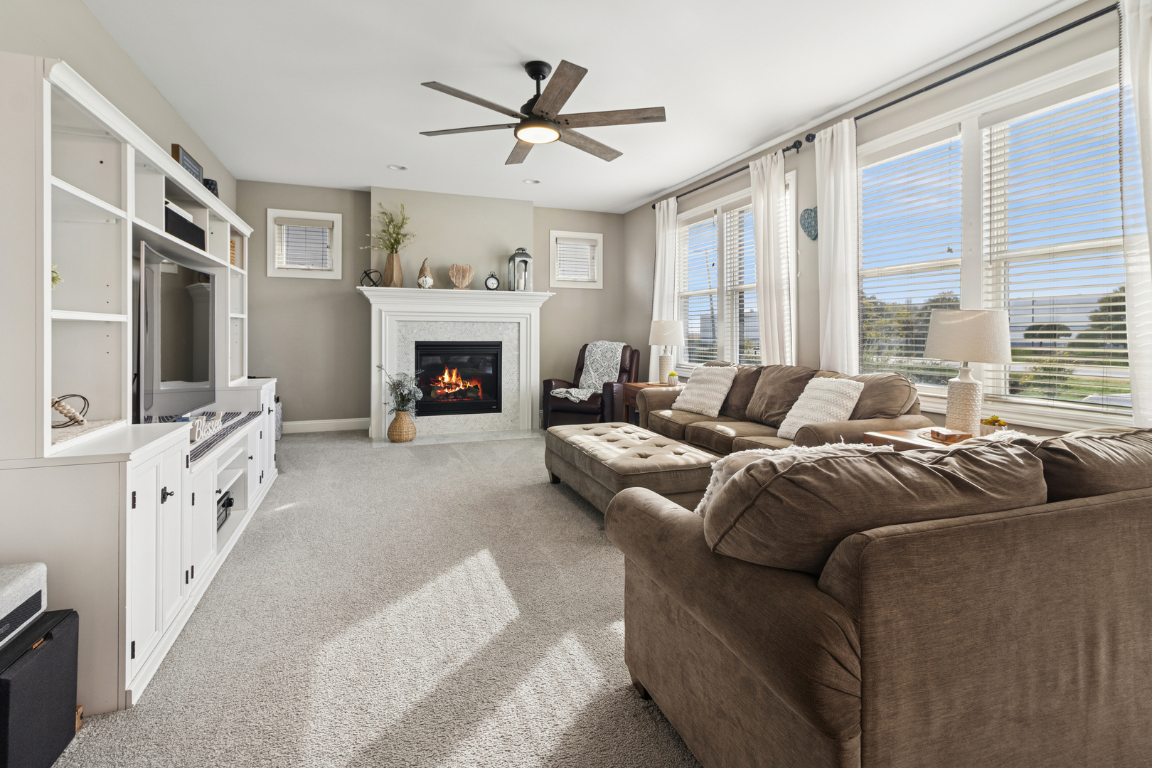 1647 Cobb Street New Lenox, IL 60451 - Photo 14 of 30 a living room with furniture a fireplace and a flat screen tv