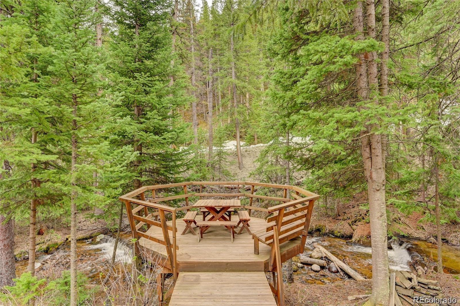 3237 Mill Creek Road Dumont, CO 80436 - Photo 41 of 48 a patio with table and chairs and potted plants