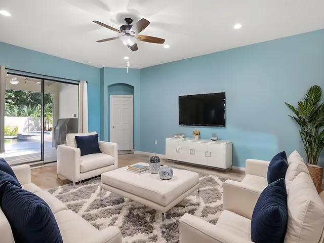 a living room with furniture