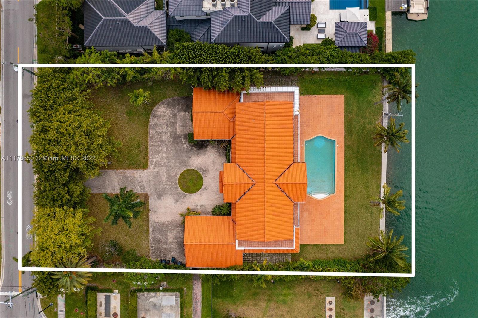 2220 North Bay Road Miami Beach, FL 33140 - Photo 8 of 9 an aerial view of residential house with outdoor space and swimming pool