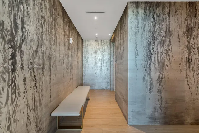 a view of a balcony with an ocean view