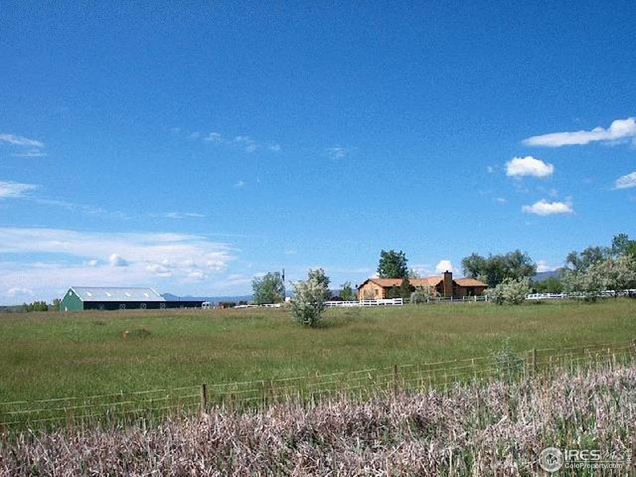 a view of a field with an ocean