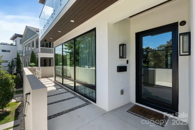 a view of a balcony with an outdoor space