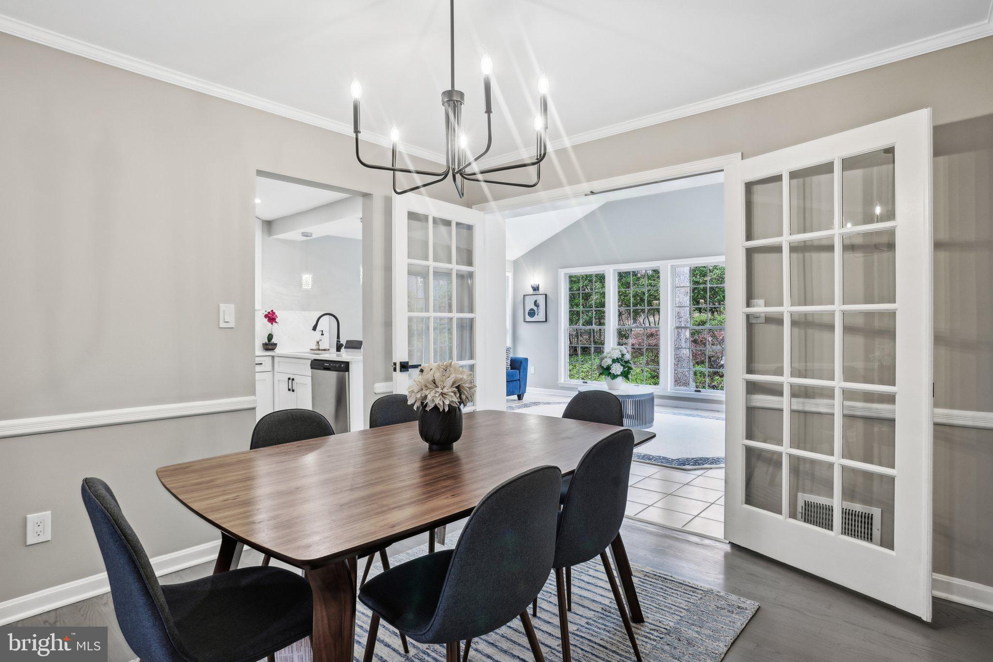 8826 Stark Road Annandale, VA 22003 - Photo 12 of 47 Dining room w/ French doors to Sunroom