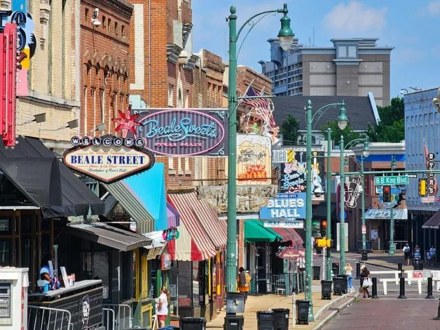 a view of city with the shops and fruits market