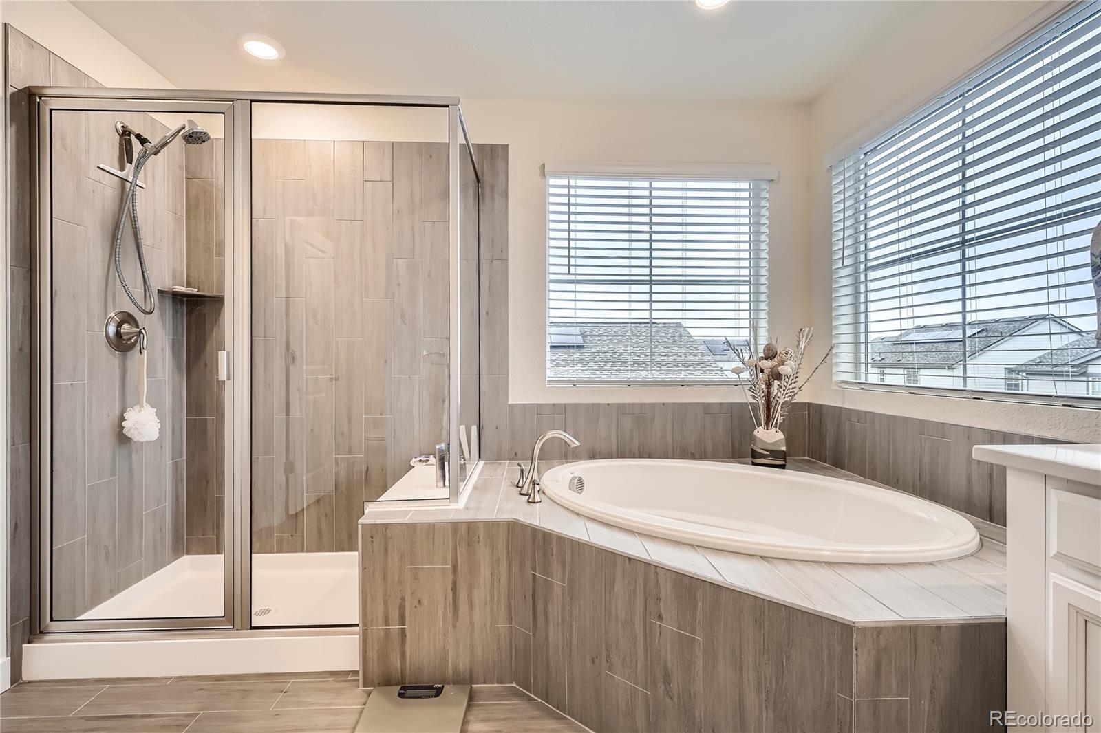 946 Compass Drive Erie, CO 80516 - Photo 17 of 28 a bathroom with a granite countertop sink and a mirror