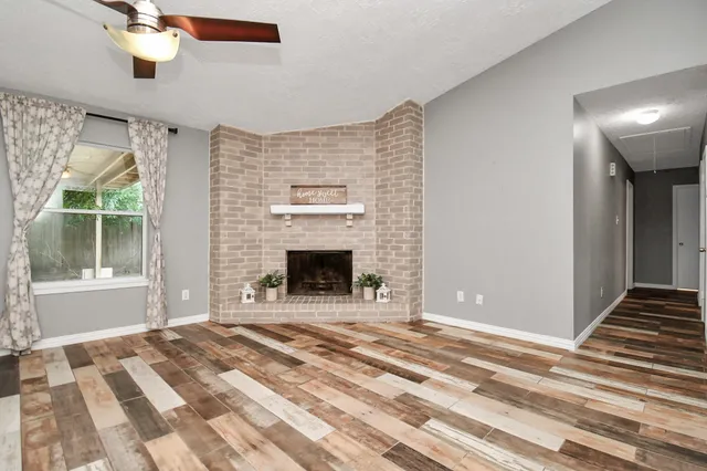 a view of a livingroom with a fireplace