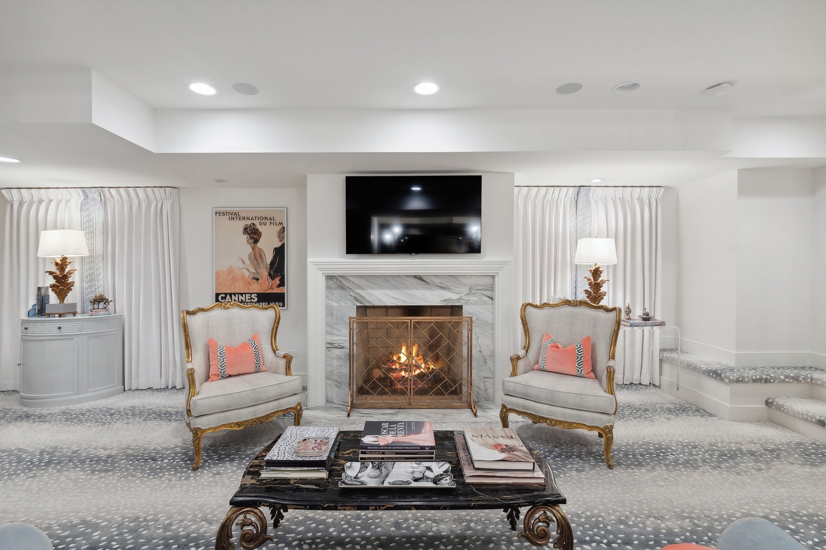85 Sunset Place Lake Forest, IL 60045 - Photo 52 of 64 a living room with furniture a flat screen tv and a fireplace