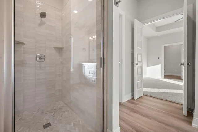 a bathroom with a shower