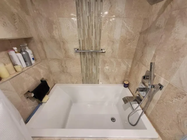 a bathroom with a tub