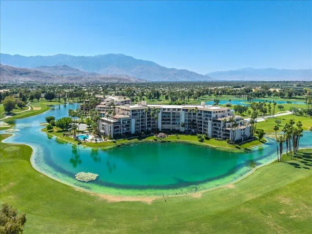 a view of a lake with a mountain in the background