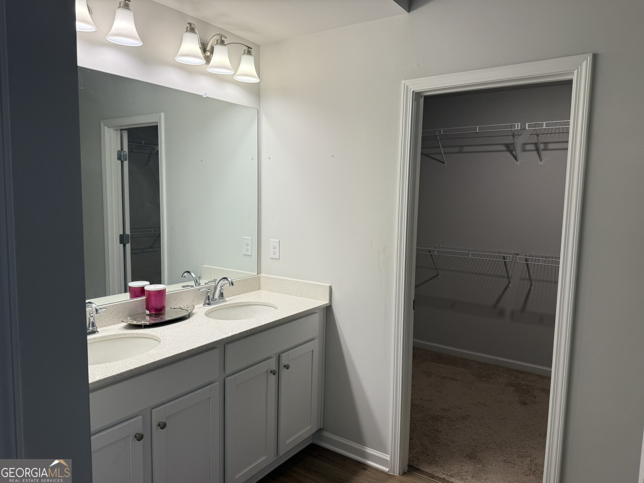 417 Sawmill Trace Hampton, GA 30228 - Photo 19 of 27 a bathroom with a sink vanity and mirror