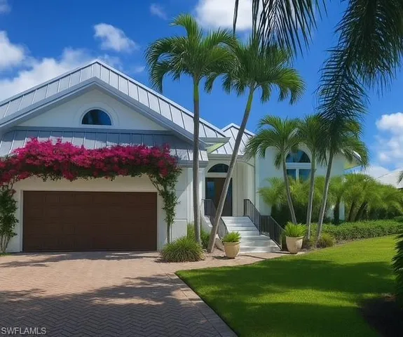 a house with palm tree in front of it
