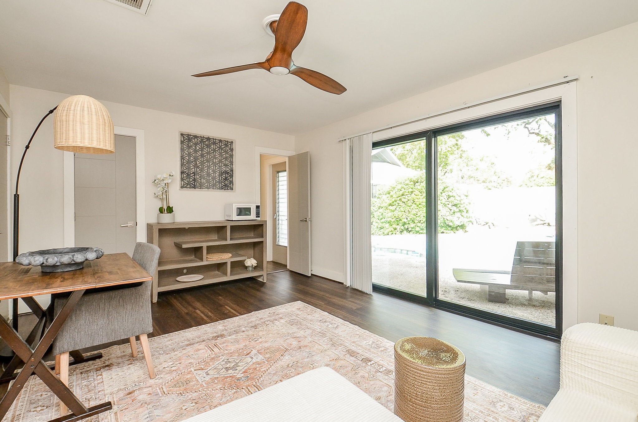 10003 Burgoyne Road Houston, TX 77042 - Photo 19 of 48 This is the 4th bedroom / MIL or guest suite. This is also perfect for a pool game room. It offers a full bath that both opens to the room and to the pool. Currently set up as a guest room.