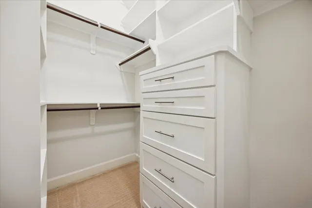 a close up view of a closet