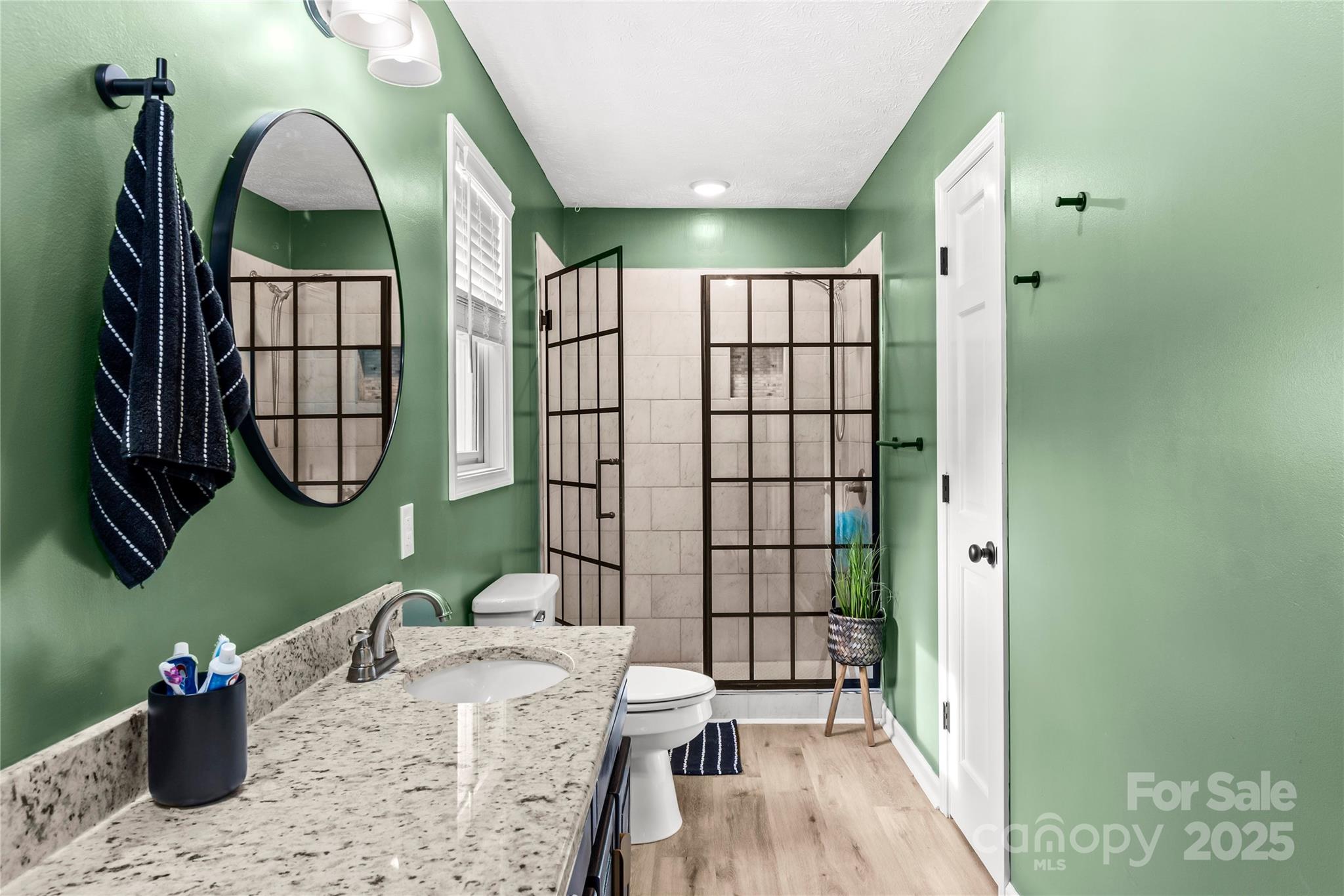 1627 Stony Knoll Road Dobson, NC 27017 - Photo 19 of 43 a bathroom with a sink a mirror and a shower