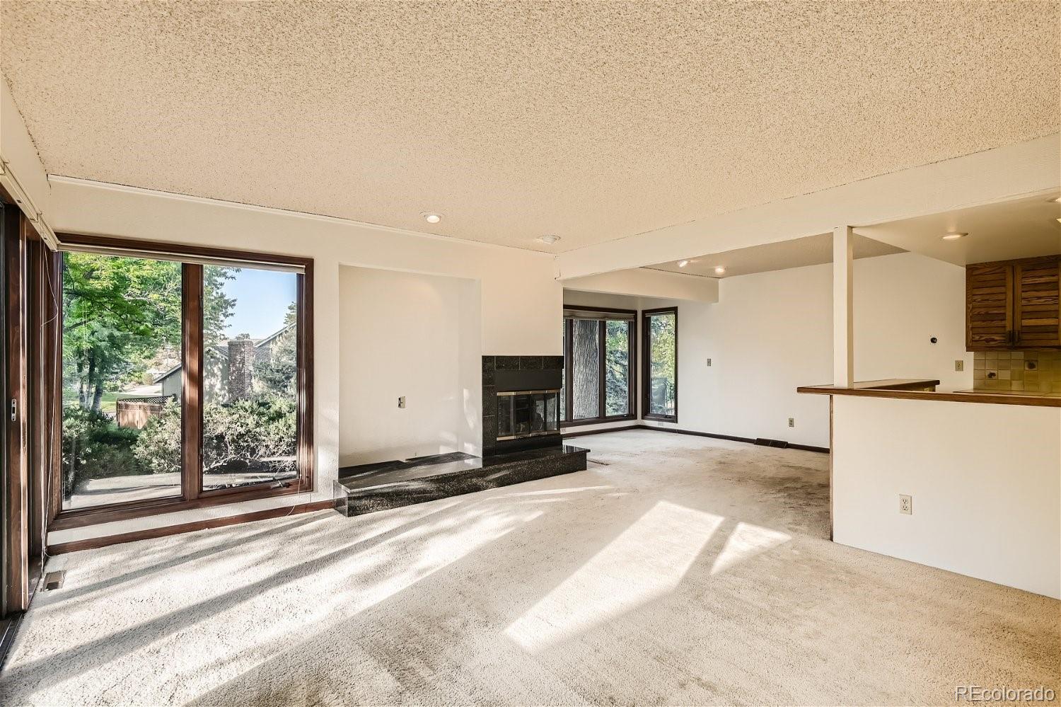 3398 East Easter Place Centennial, CO 80122 - Photo 10 of 28 a view of a kitchen with a sink and a fireplace