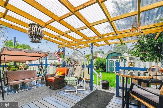 a view of a chairs and table in the patio area
