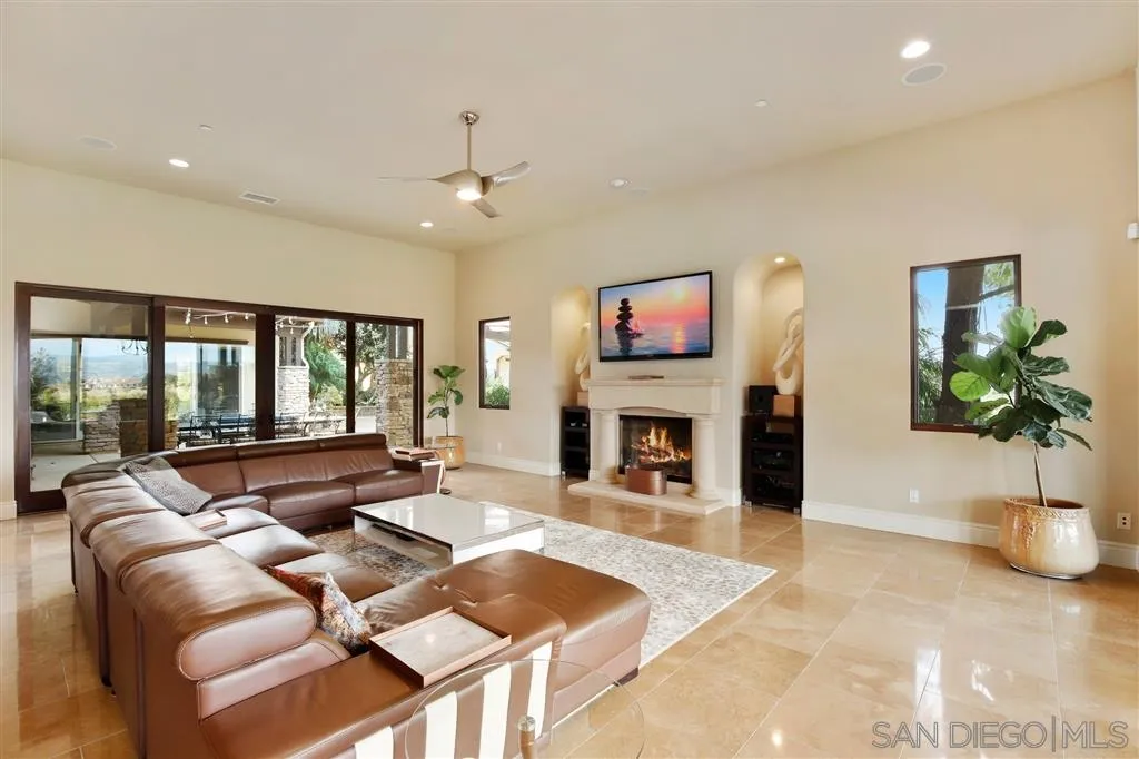 4142 Bridlewood Road Fallbrook, CA 92028 - Photo 7 of 25 a living room with furniture a fireplace and a potted plant