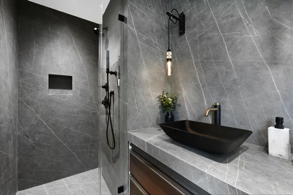 a bathroom with a shower