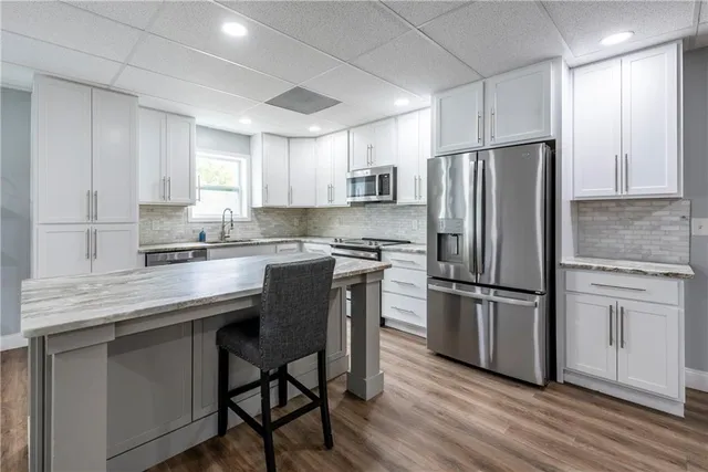 an aerial view of a house