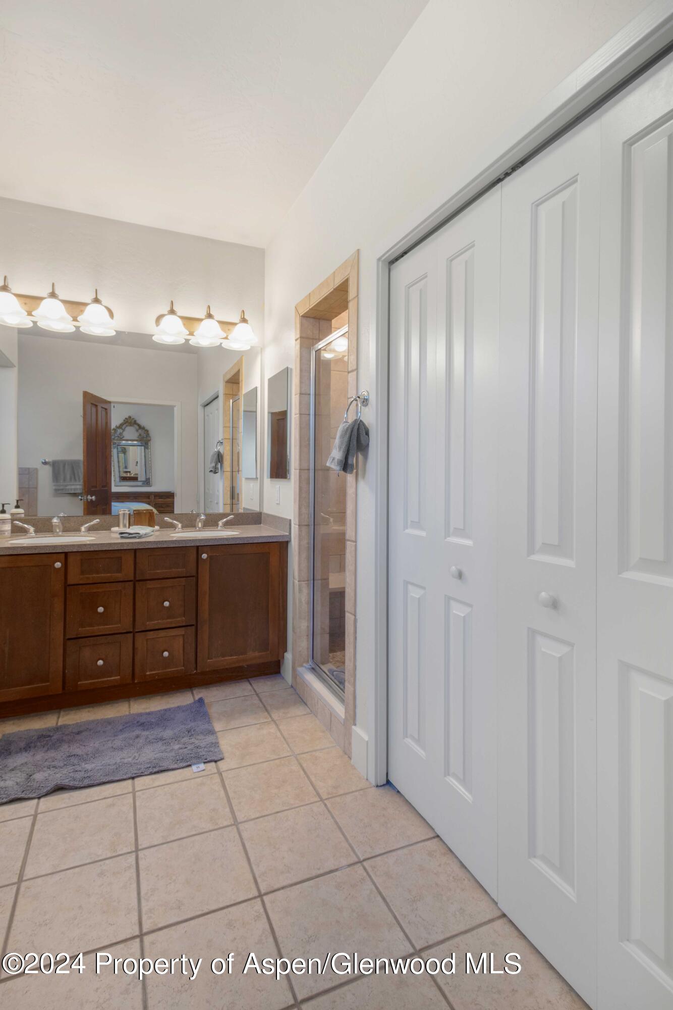 532 Evans Court Basalt, CO 81621 - Photo 19 of 22 a spacious bathroom with a mirror a shower and a sink