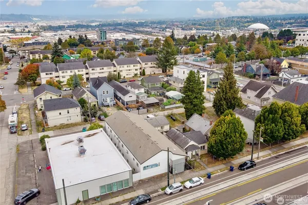 an aerial view of a city with lots of residential buildings