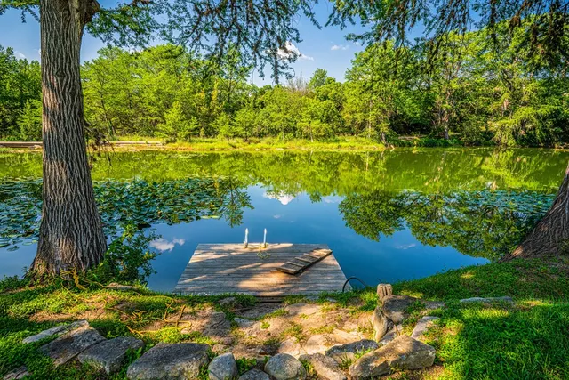 a view of a yard with furniture
