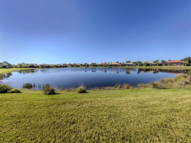 a view of a lake with a mountain