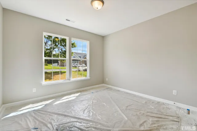 a view of a small space with a window