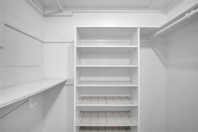 a view of an empty walk in closet