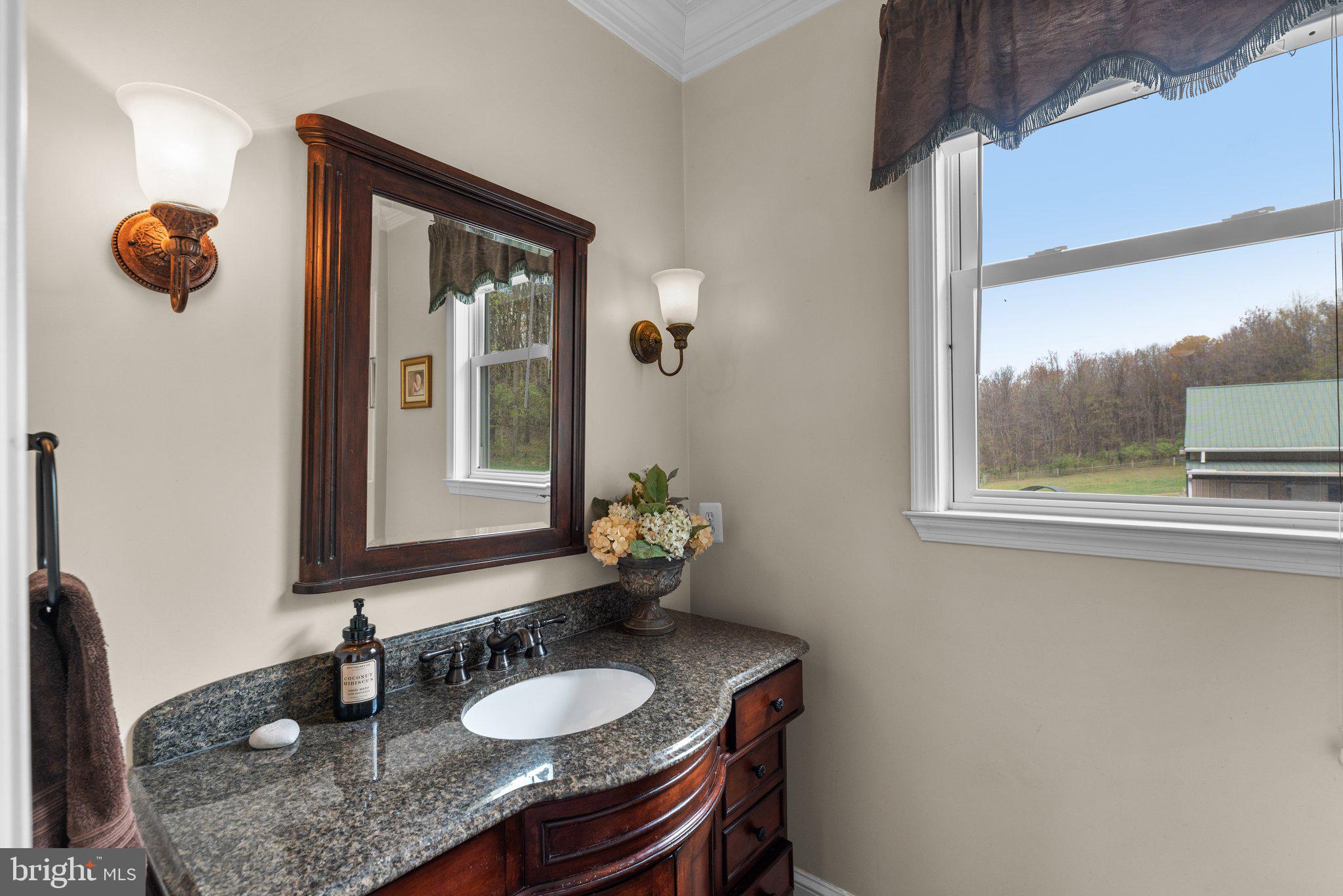 10855 Bethesda Church Road Damascus, MD 20872 - Photo 31 of 92 a bathroom with a granite countertop sink and a mirror