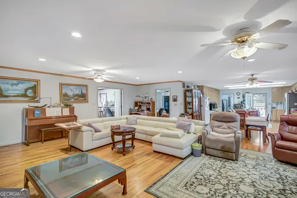 a living room with furniture