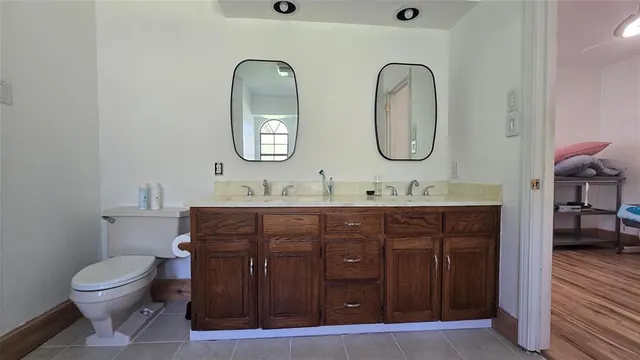 a view of a backyard with a sitting area