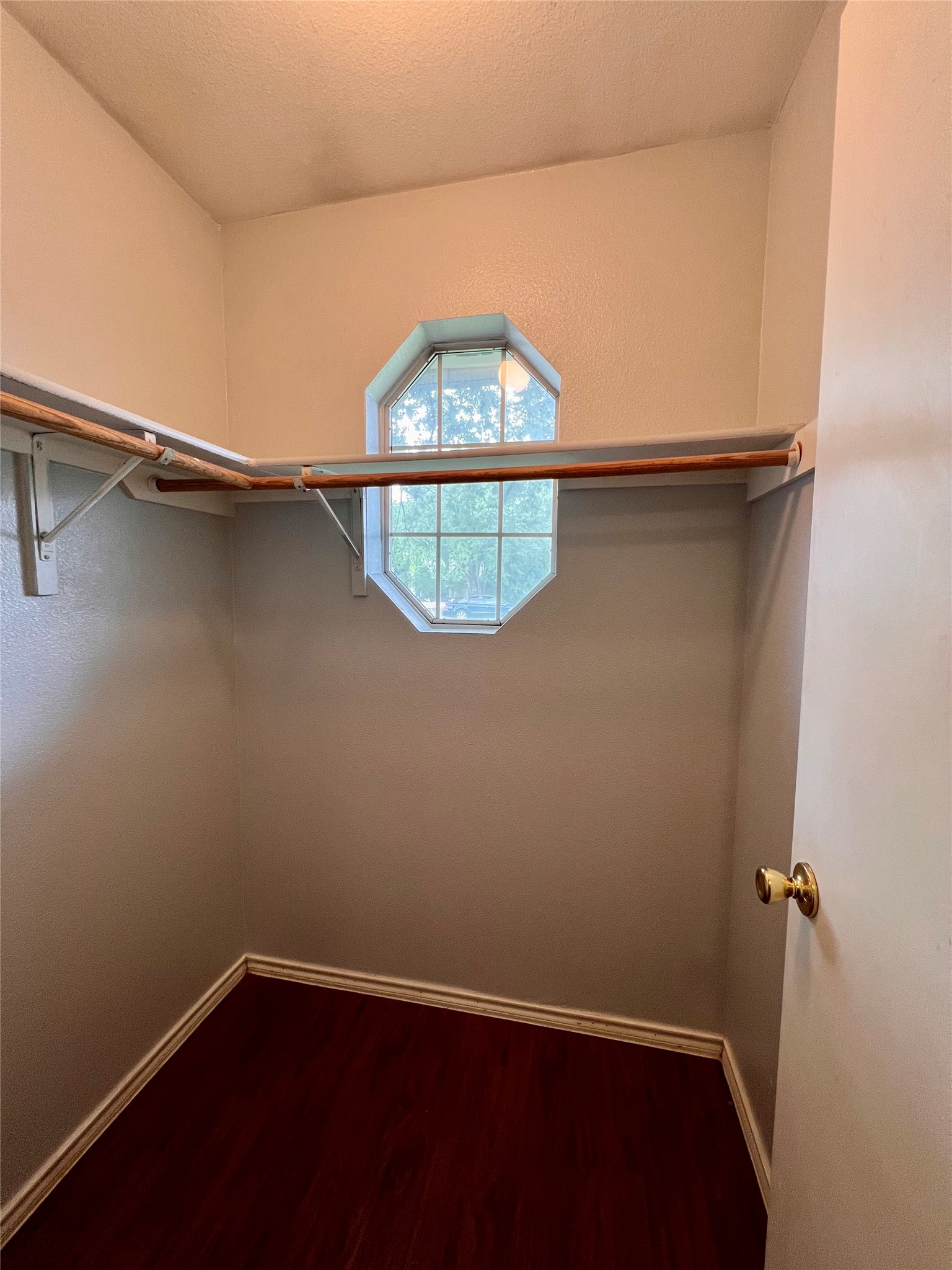 5404 China Berry Road Austin, TX 78744 - Photo 13 of 20 A well-lit walk-in closet with ample storage and architectural window detail.