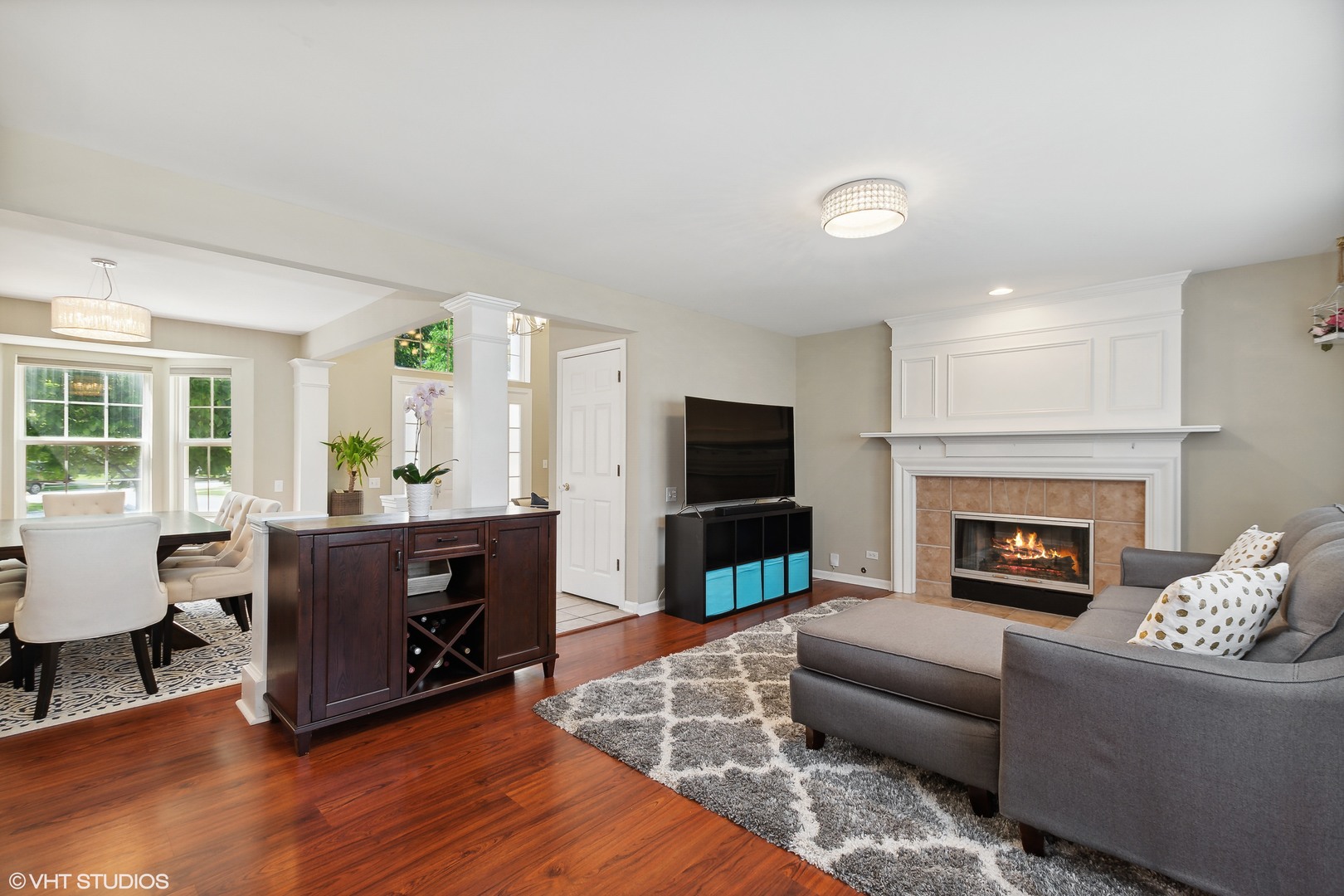 1769 Delta Drive Aurora, IL 60503 - Photo 5 of 14 a living room with furniture a fireplace and a flat screen tv