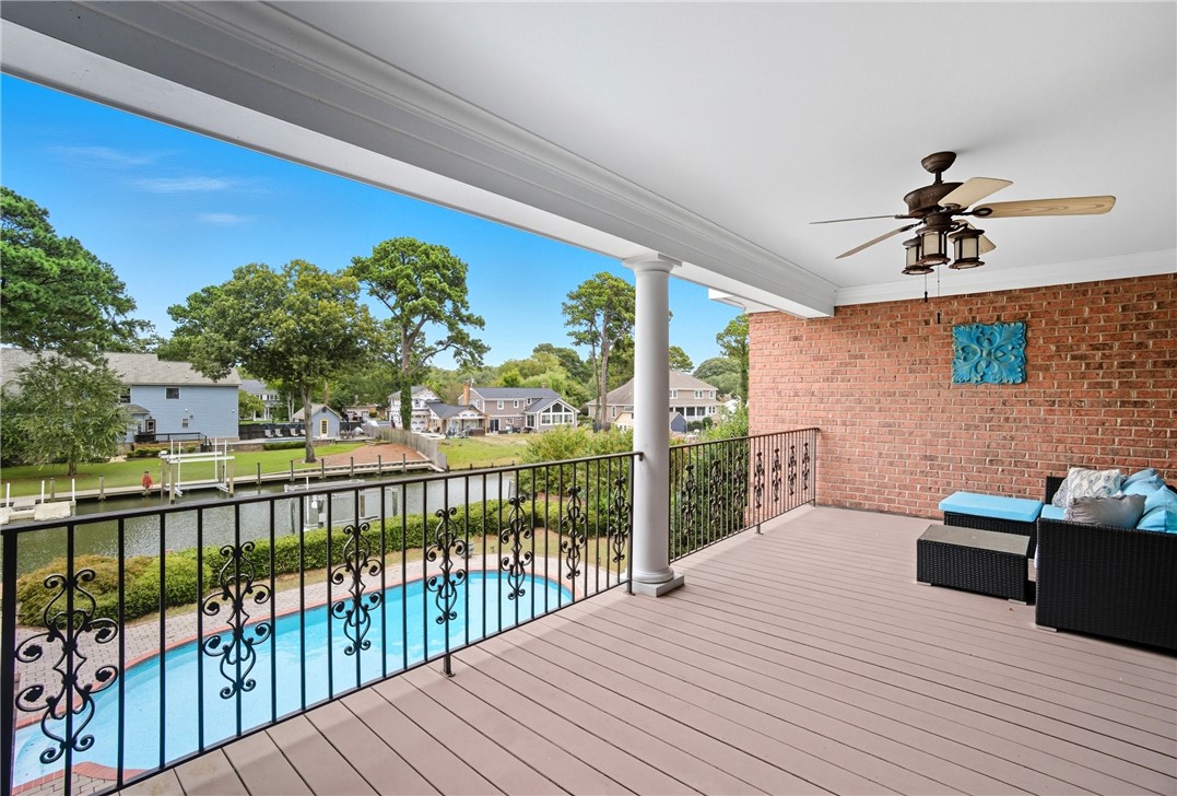 2328 Spindrift Road Virginia Beach, VA 23451 - Photo 39 of 50 Wooden deck featuring a residential view, ceiling fan, and an outdoor living space