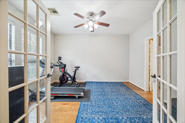 a view of a room with gym equipment