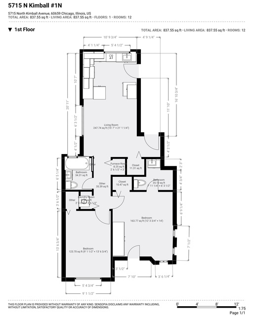 5715 North Kimball Avenue, Unit 1N Chicago, IL 60659 - Photo 35 of 36 a picture of a floor plan