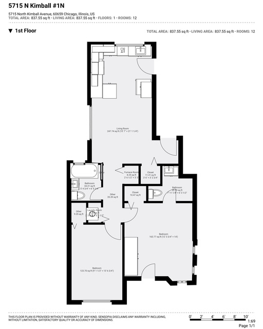5715 North Kimball Avenue, Unit 1N Chicago, IL 60659 - Photo 36 of 36 a picture of a floor plan
