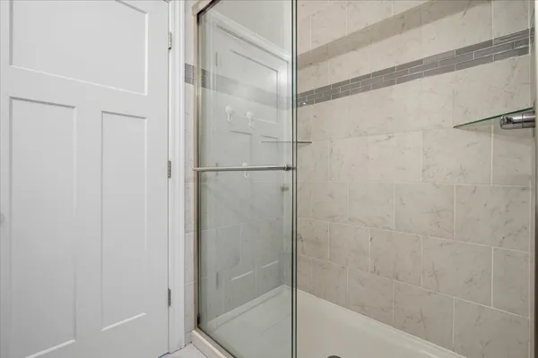 a bathroom with a bathtub
