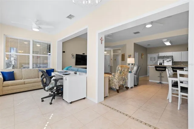 a room with furniture and windows