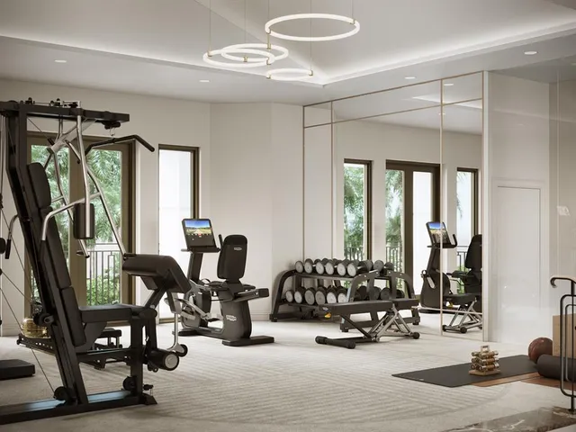 a view of a room with gym equipment